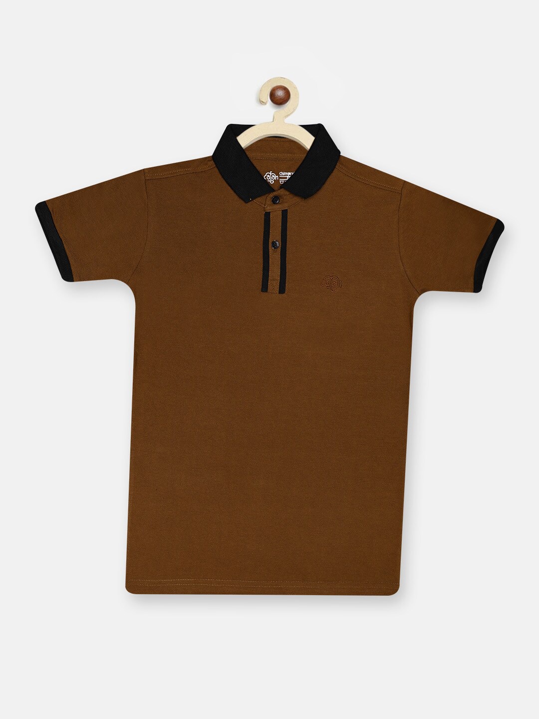 

CHIMPRALA Boys Brown Polo Collar T-shirt