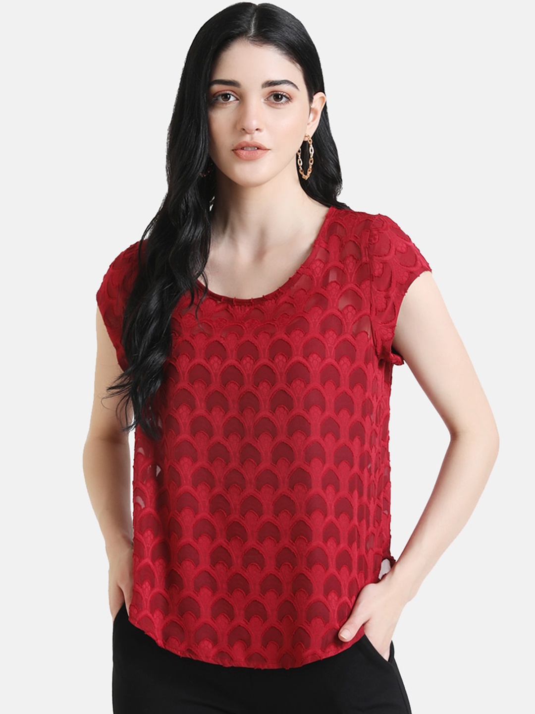 

Kazo Maroon Boxy Top