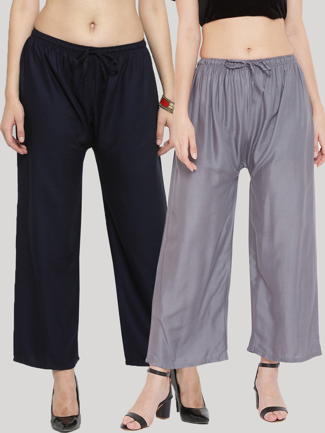 

Clora Creation Women Navy Blue & Grey Pack of 2 Knitted Palazzos