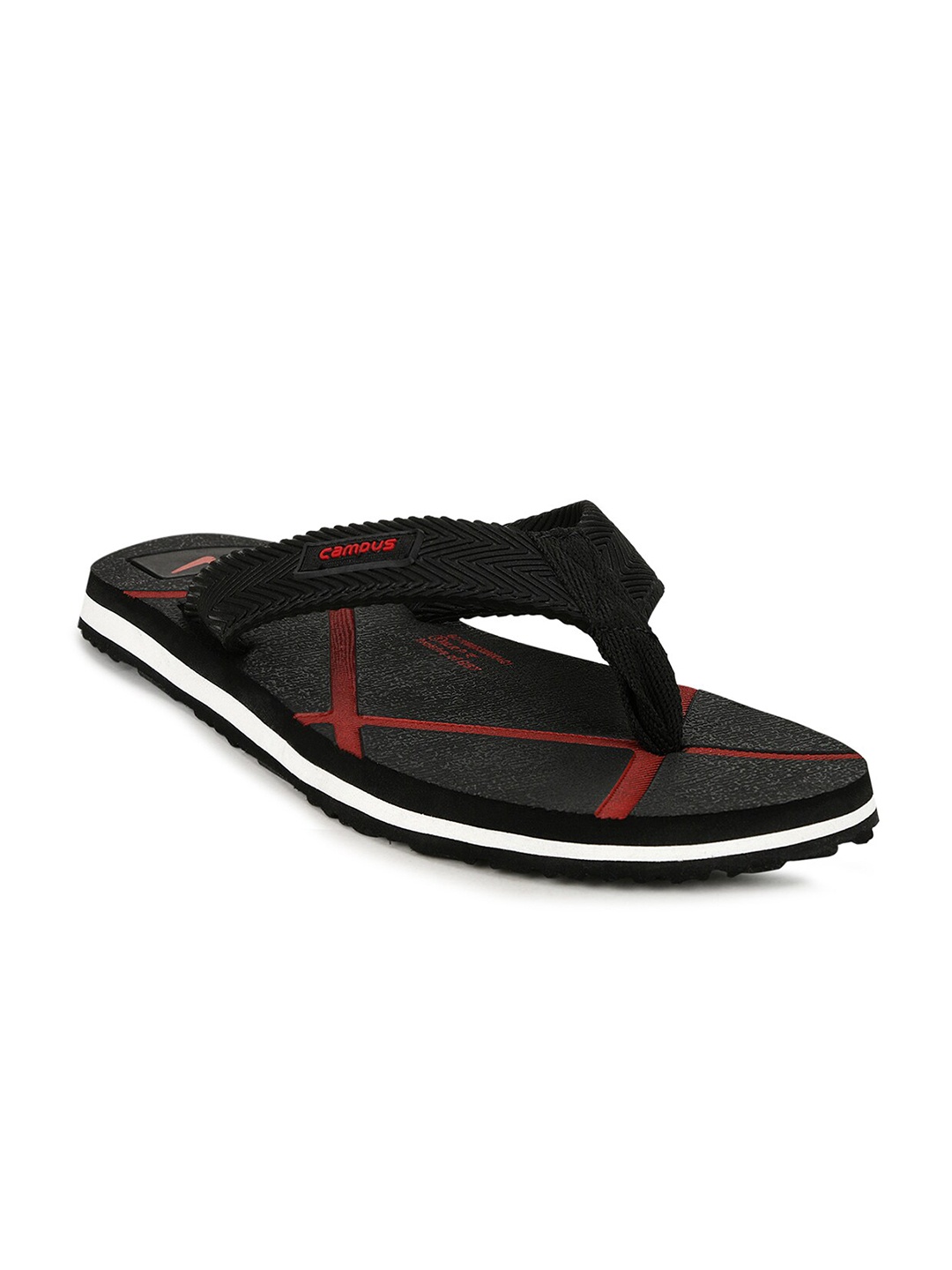 Campus Men Black & Red Printed Thong Flip-Flops
