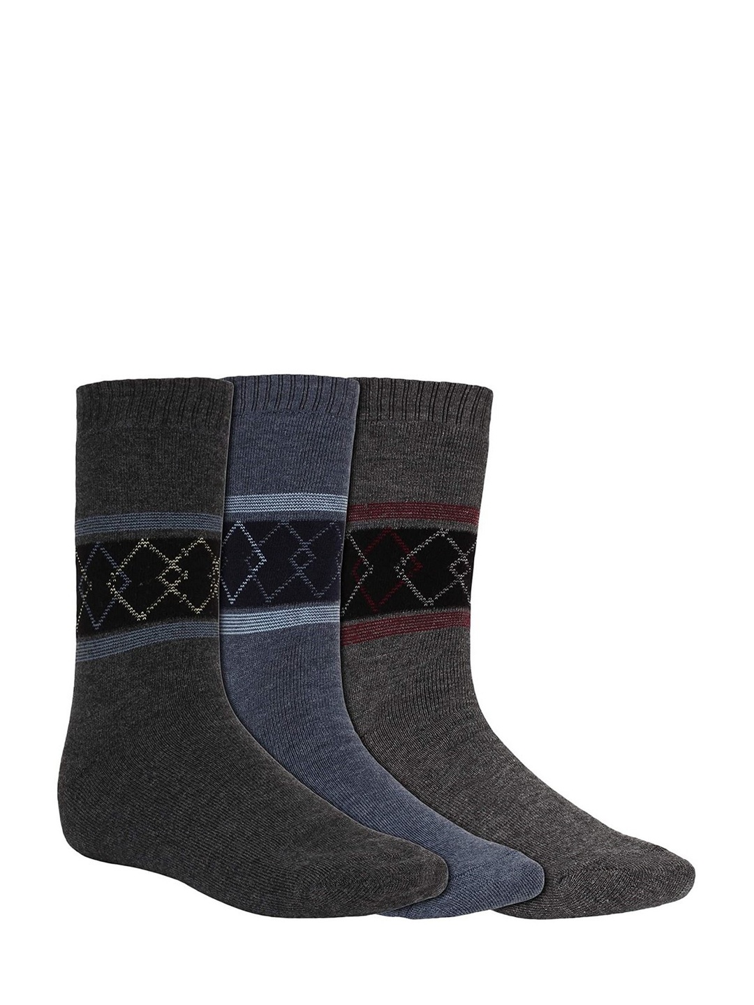 

Creature Men Pack Of 3 Patterned Calf-Length Socks, Grey