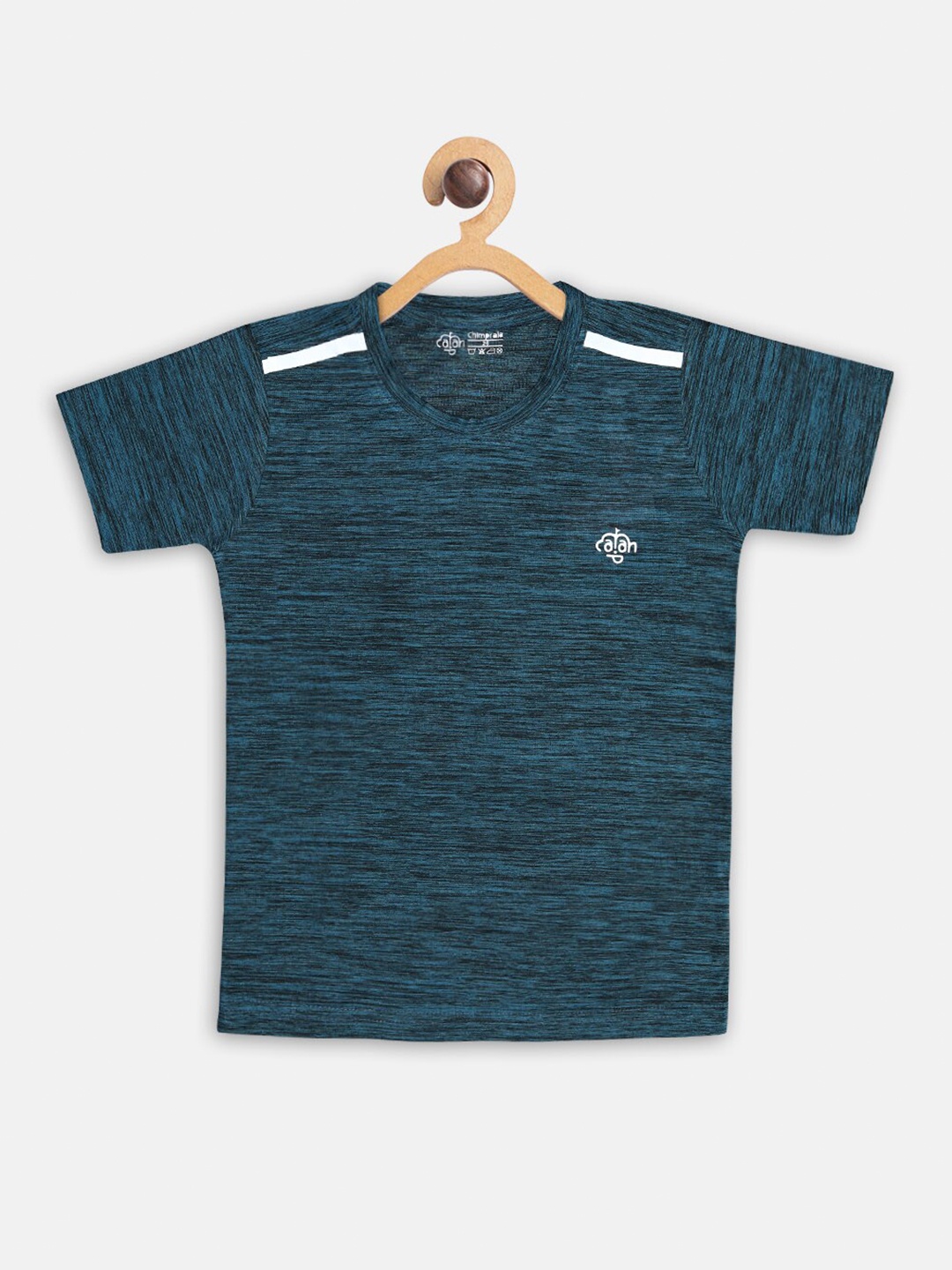 CHIMPRALA Boys Teal Blue Solid T-shirt