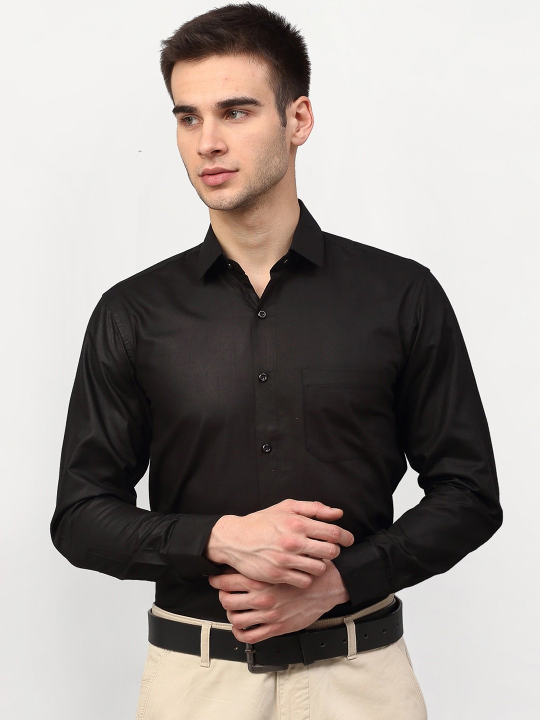

JAINISH Men Black Solid Regular Fit Formal Shirt