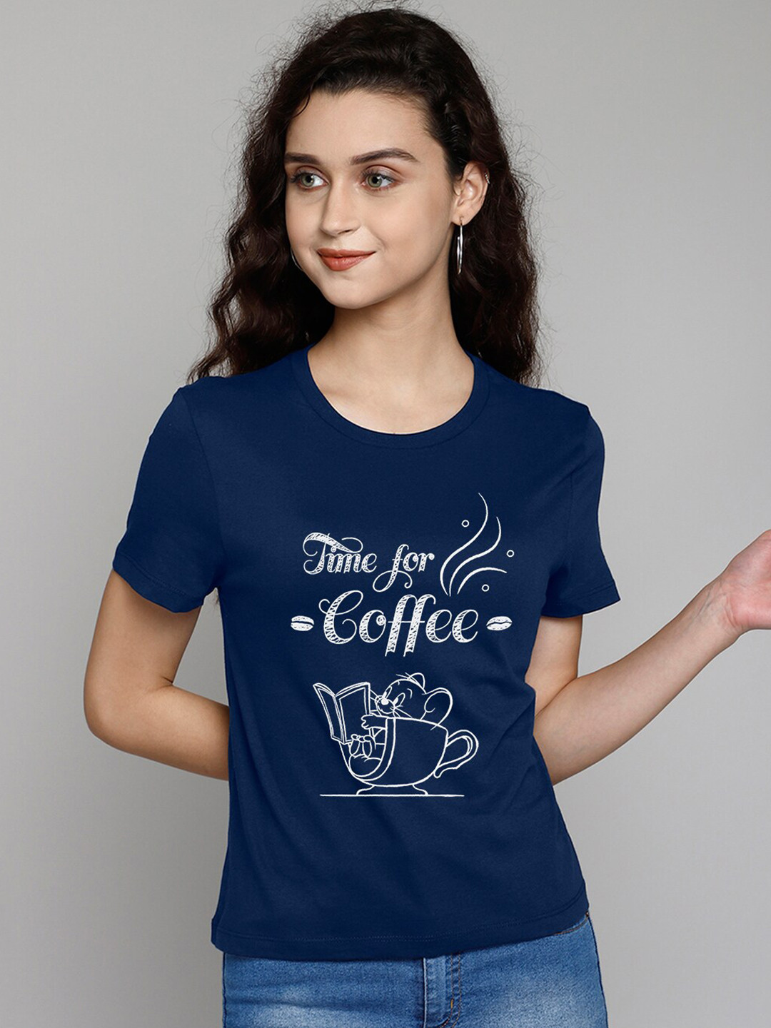 

Free Authority Tom & Jerry Women Blue & White Printed T-shirt