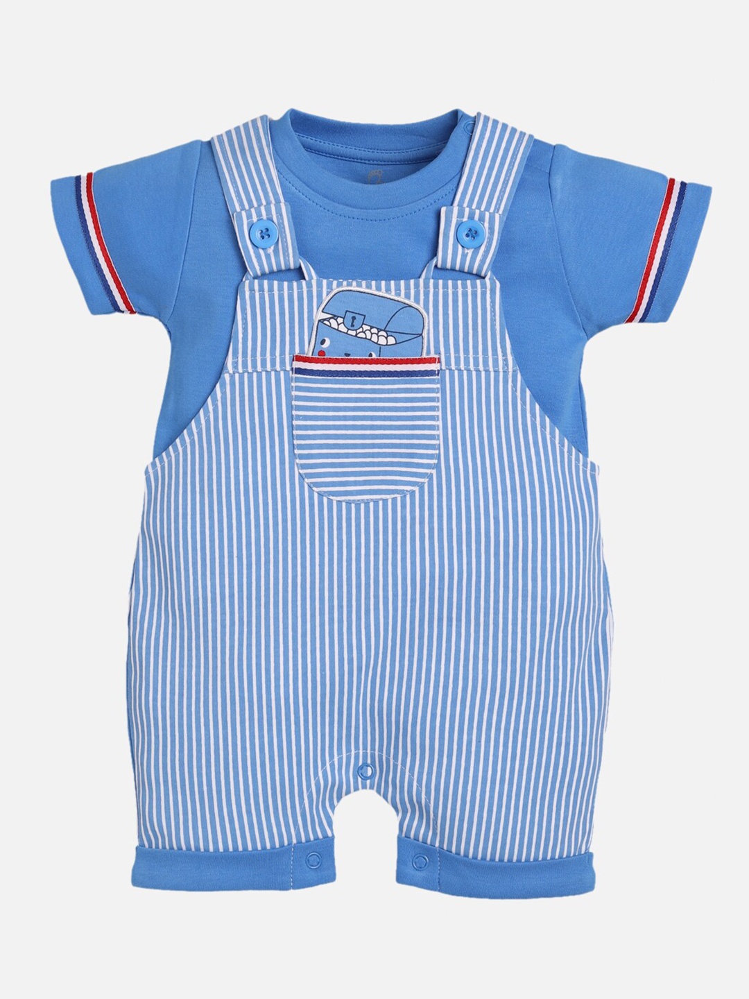 

BABY GO Kids Blue Royal Cotton Dungaree With Tshirt