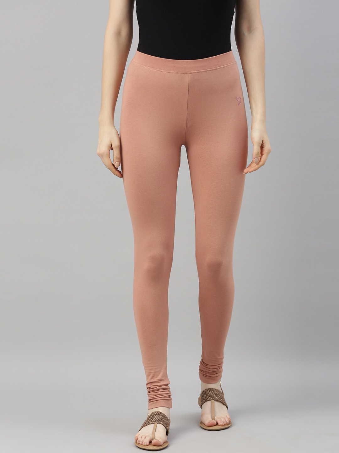 

TWIN BIRDS Women Dusty Pink Solid Churidar Length Leggings