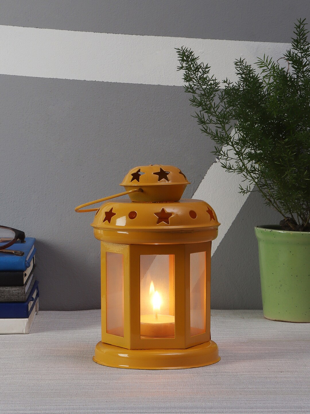 

EXIM DECOR Yellow Solid Traditional Table Lantern