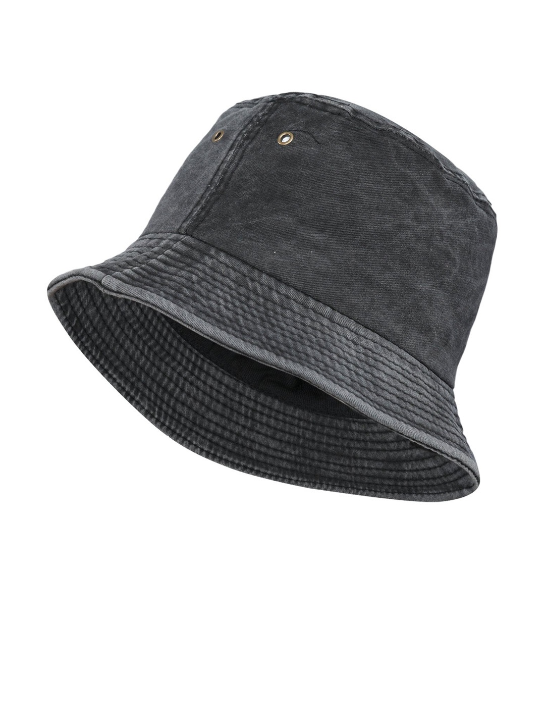 

FabSeasons Unisex Charcoal Black Solid pure cotton Bucket Hat