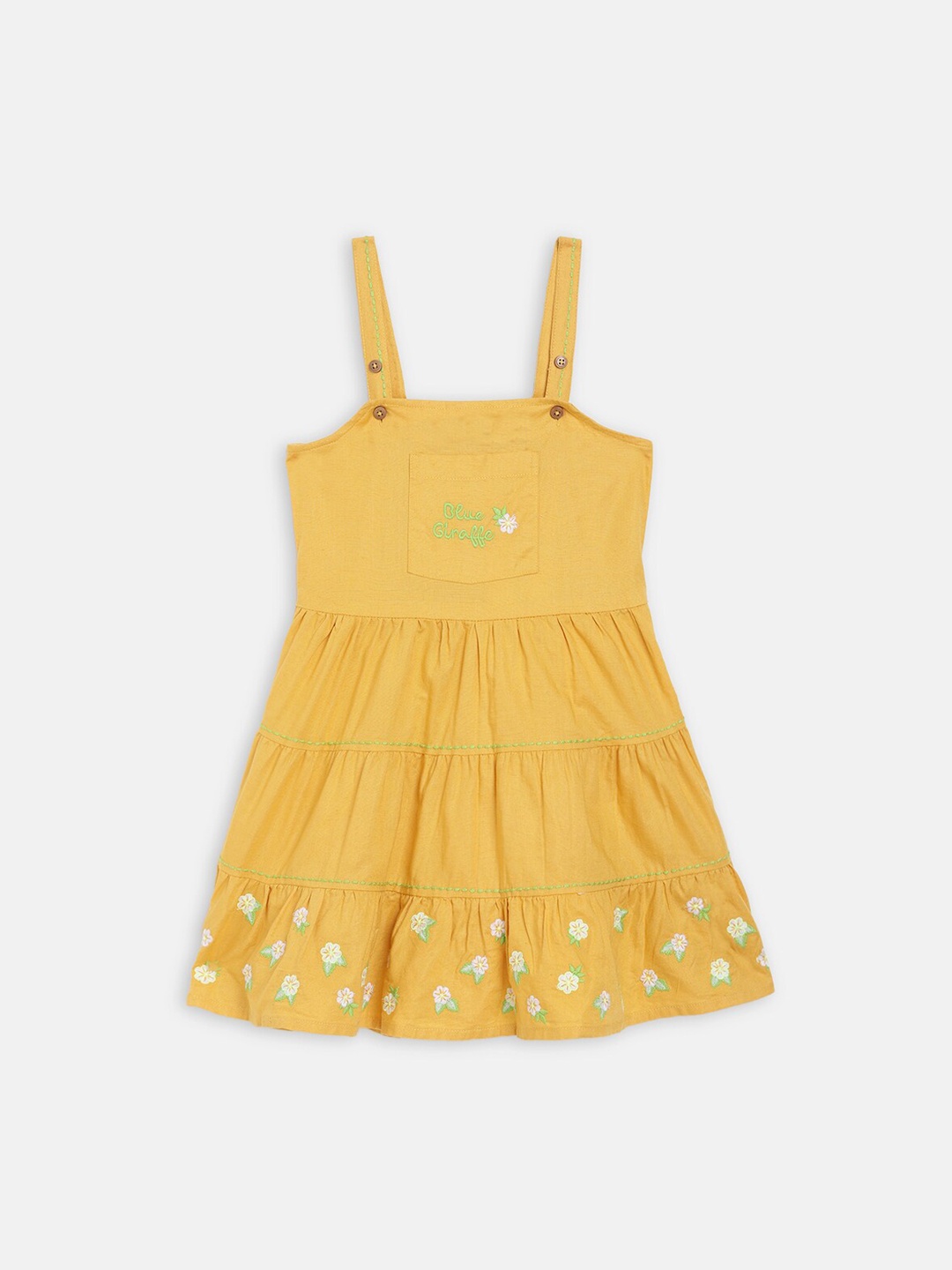 Blue Giraffe Yellow A-Line Dress