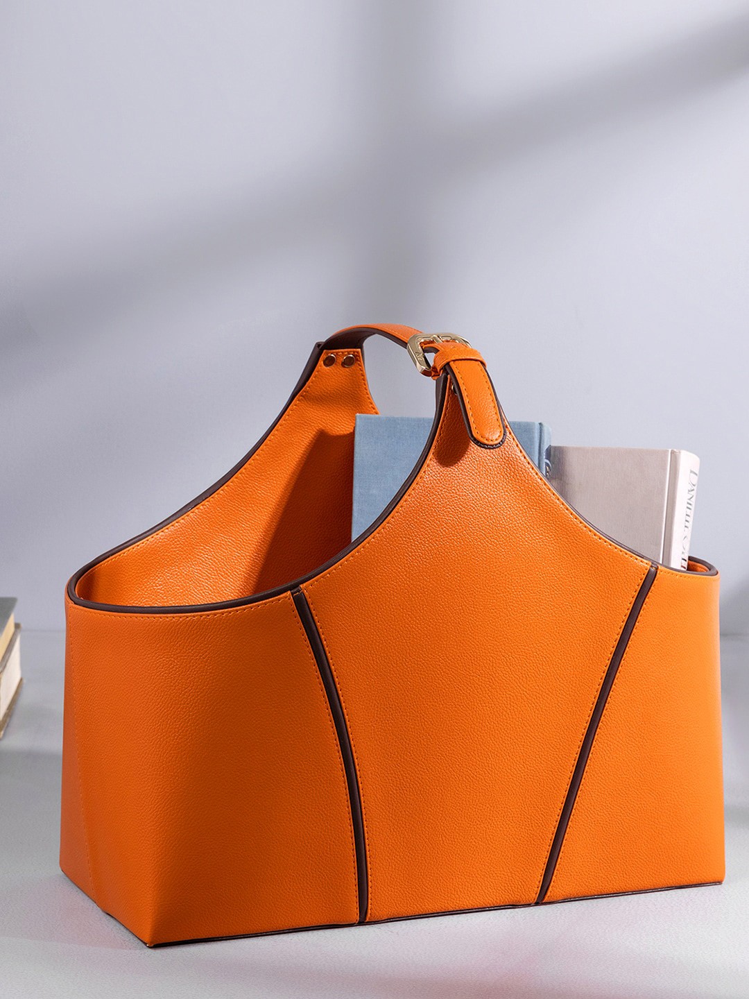 

Pure Home and Living Orange Solid Magazine Basket