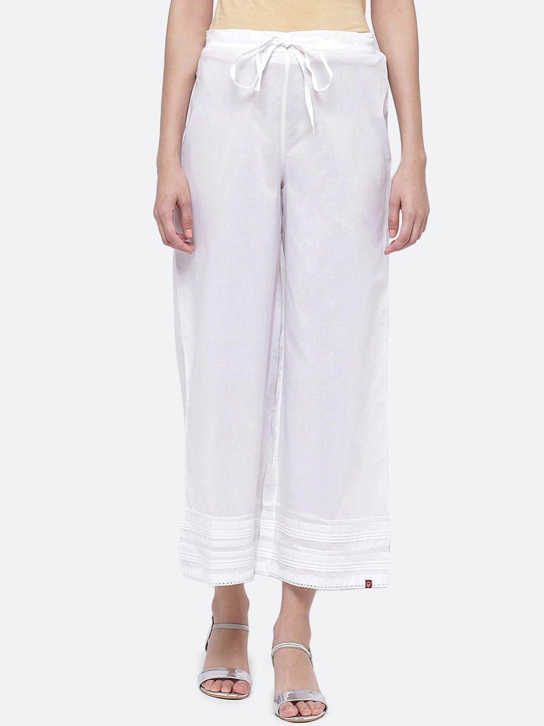 

Biba Women White Parallel Trousers Parallel Trousers