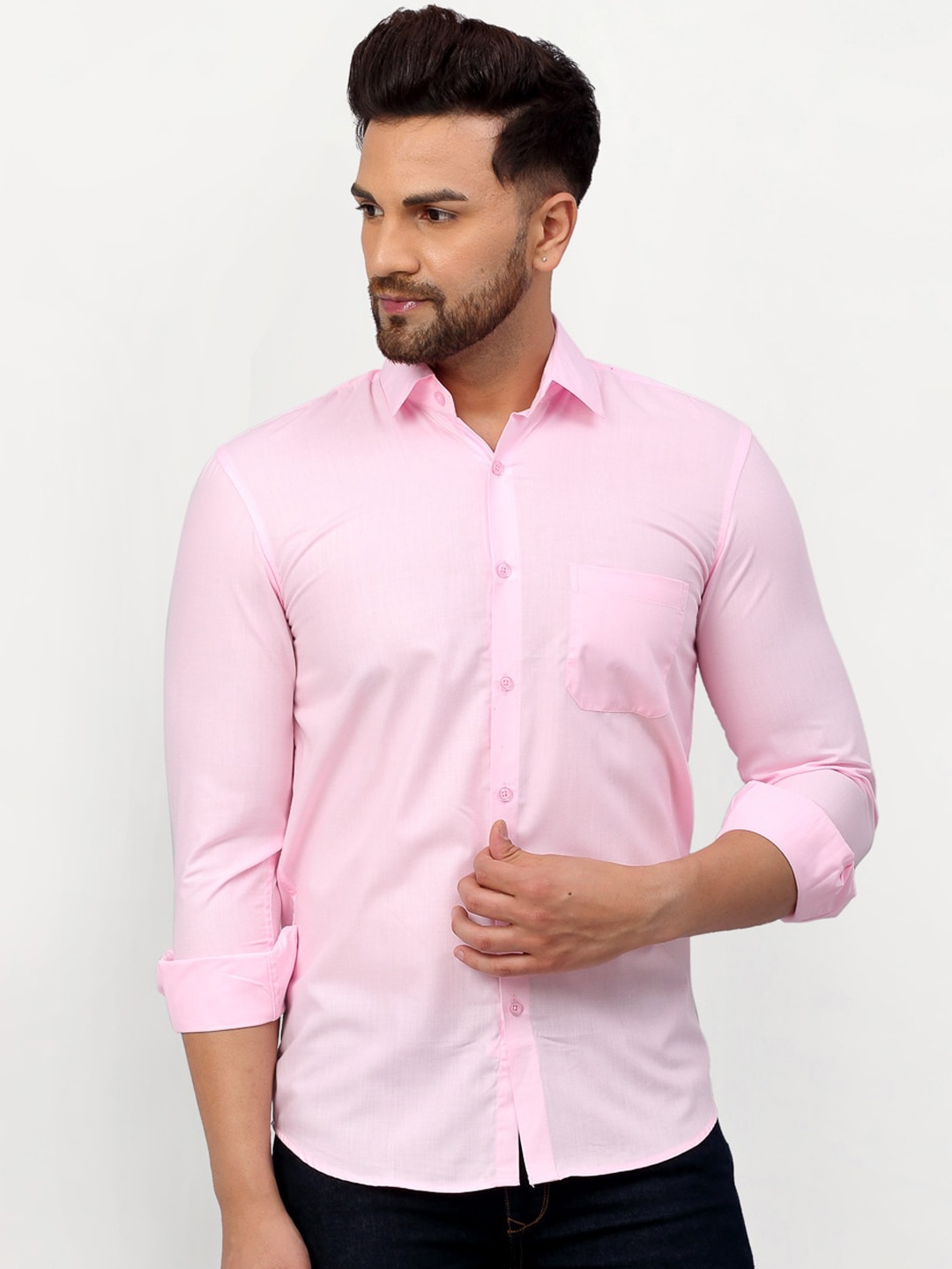 JAINISH Men Pink Solid Regular Fit Casual Shirt