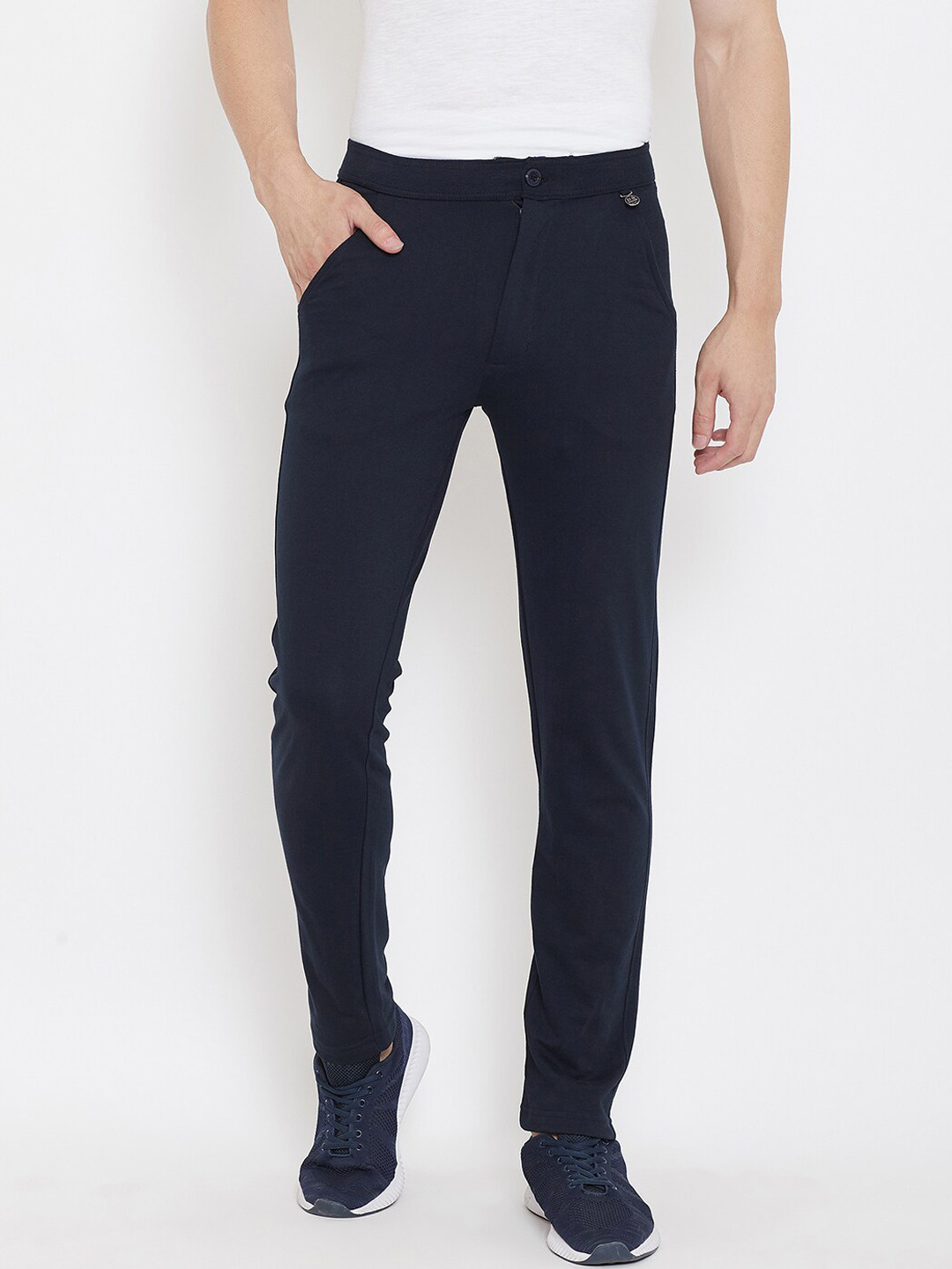 

Okane Men Navy Blue Solid Track Pants