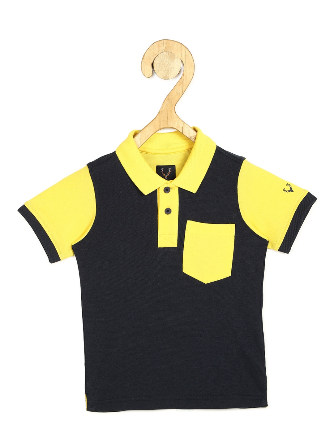 

Allen Solly Junior Boys Black & Yellow Polo Collar T-shirt