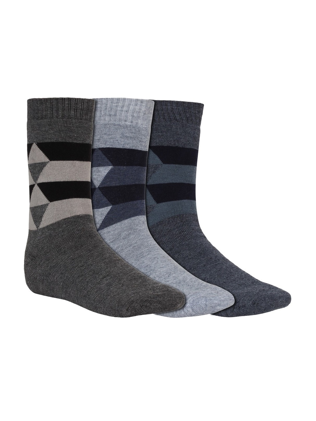 

Creature Men Pack Of 3 Patterned Calf-Length Socks, Grey