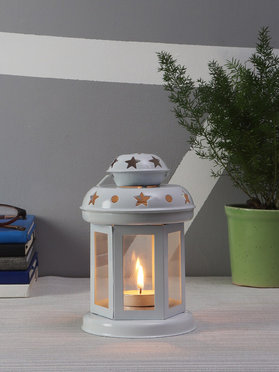 

EXIM DECOR White Solid Metal Tea Light Holder