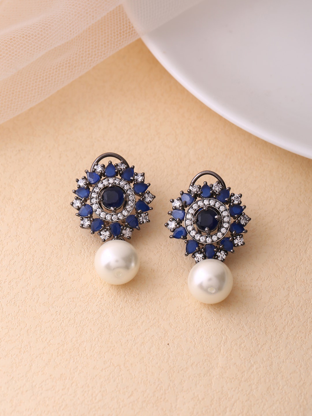 

Shoshaa Blue & Silver-Plated Classic Drop Earrings