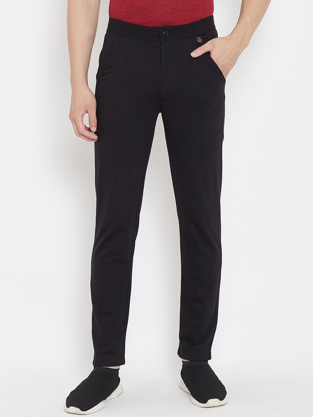 

Okane Men Black Solid Track Pants