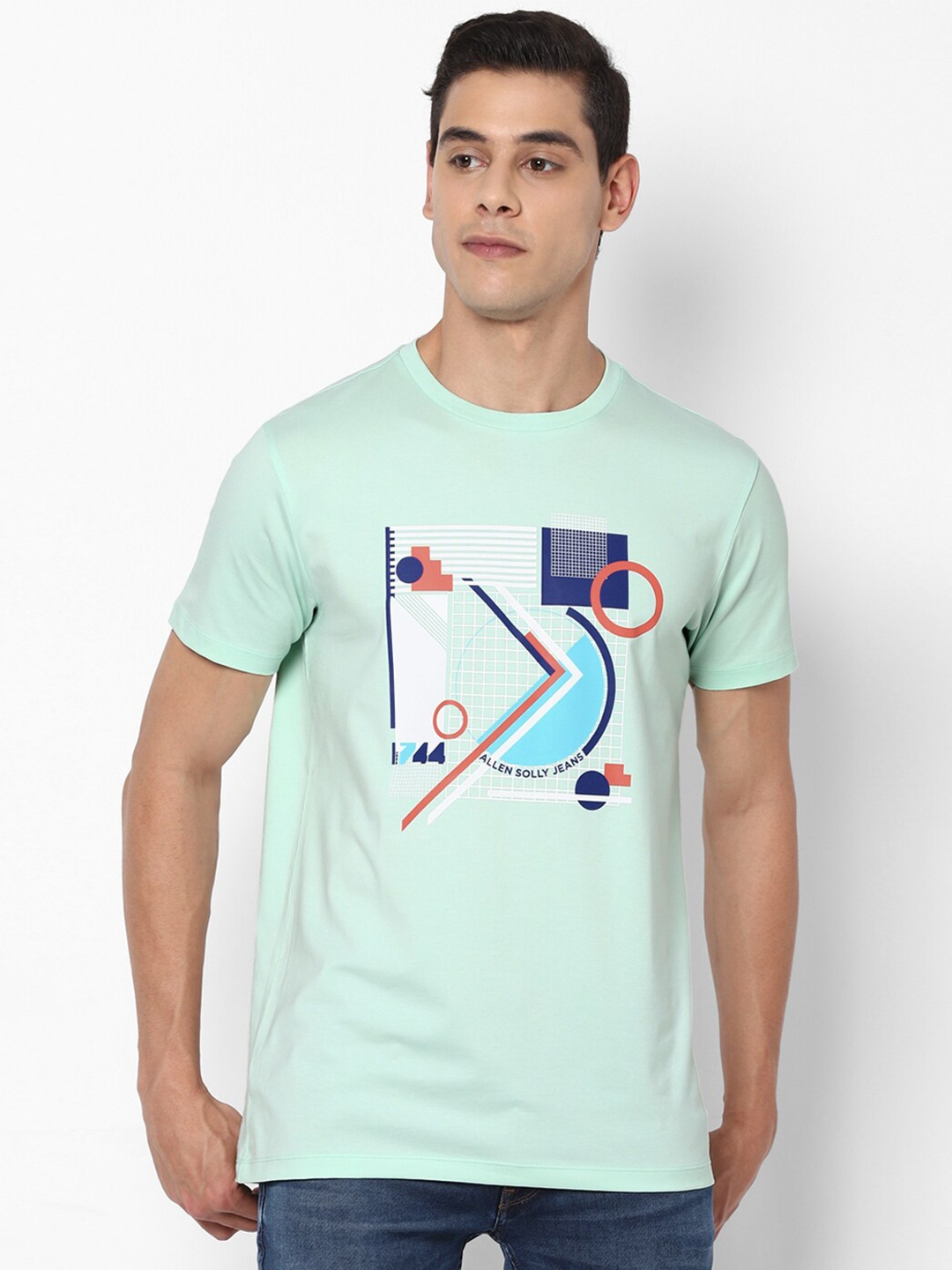 

Allen Solly Sport Men Green & Blue Printed Round Neck T-shirt