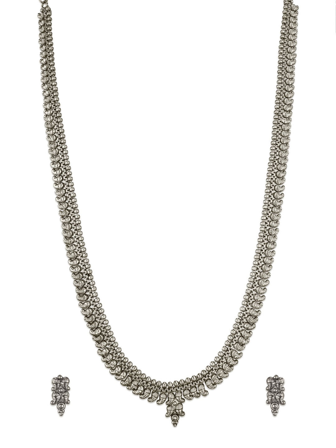 aadita Oxidised Silver-Toned Temple Jewellery Set