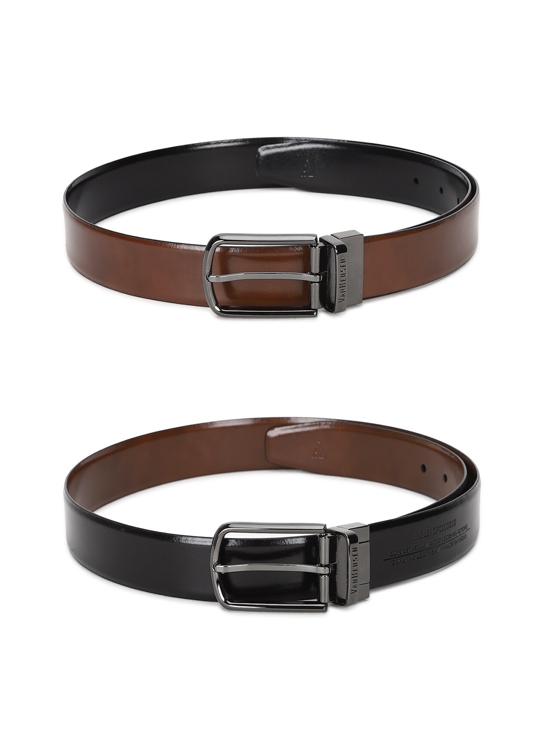 

Van Heusen Men Brown & Black Solid Reversible Belt