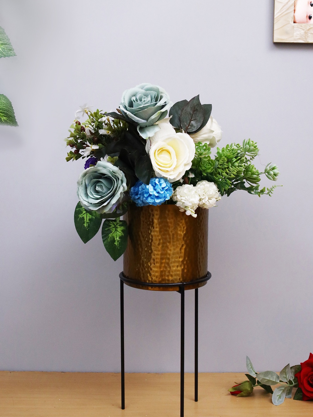 

Homesake Gold-Toned & Black Hammered Metal Planter With Stand