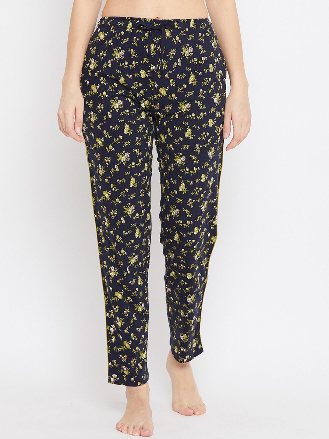 

C9 AIRWEAR Women Navy Blue Pure Cotton Regular Fit Floral Printed Lounge Pants