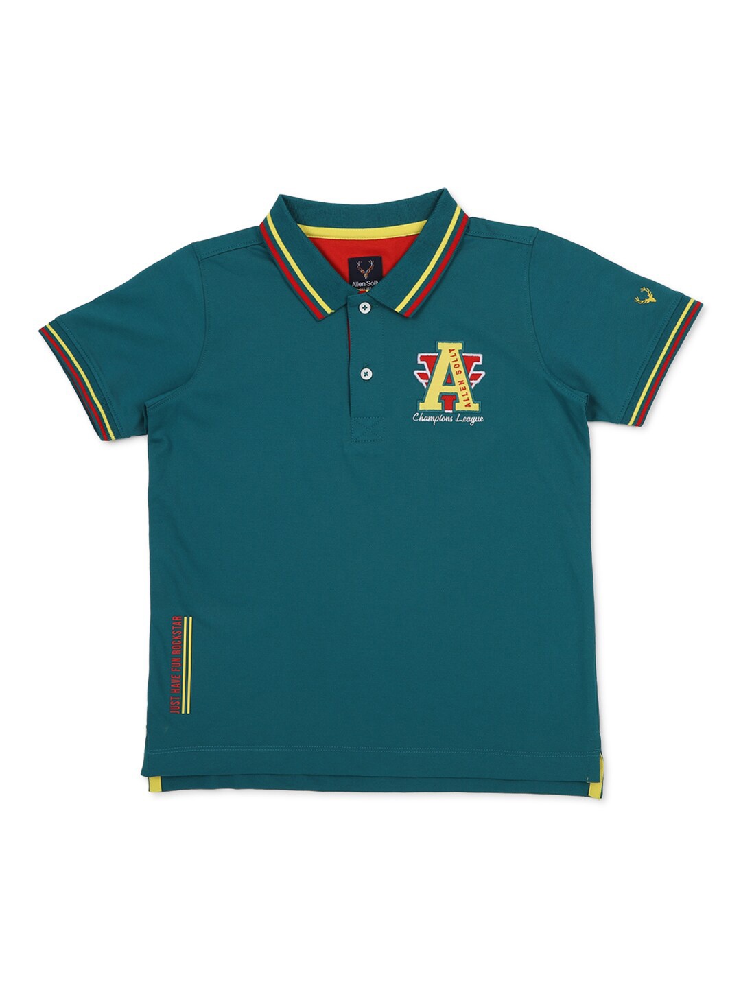 

Allen Solly Junior Boys Teal Blue Polo Collar Applique T-shirt