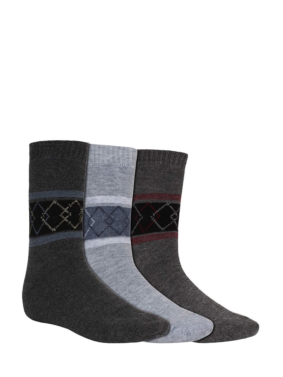 

Creature Men Pack Of 3 Patterned Calf-Length Socks, Grey