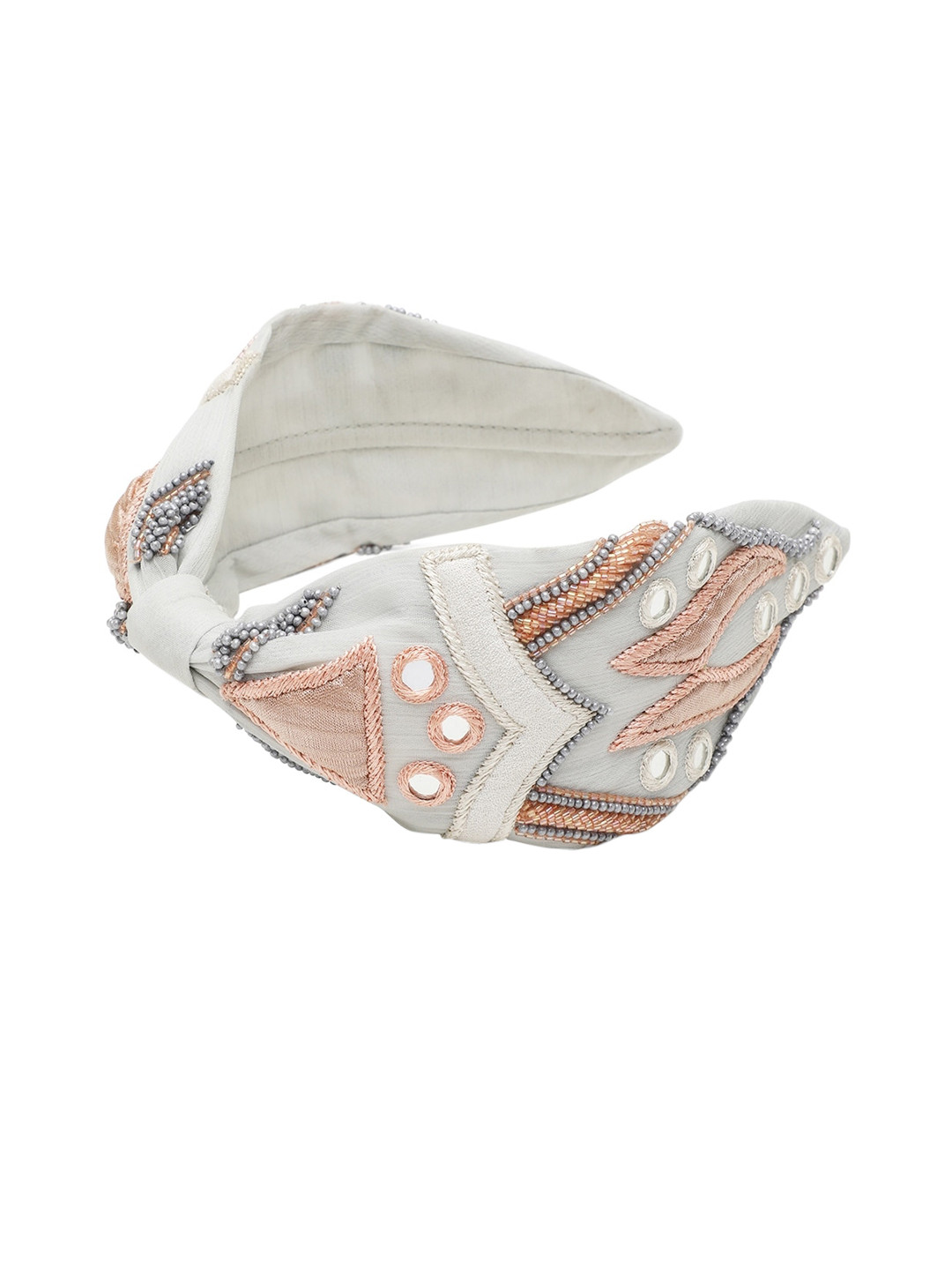 

Knotty Tail Women's Matte Finish Georgette Handmade Hair Head Band, White