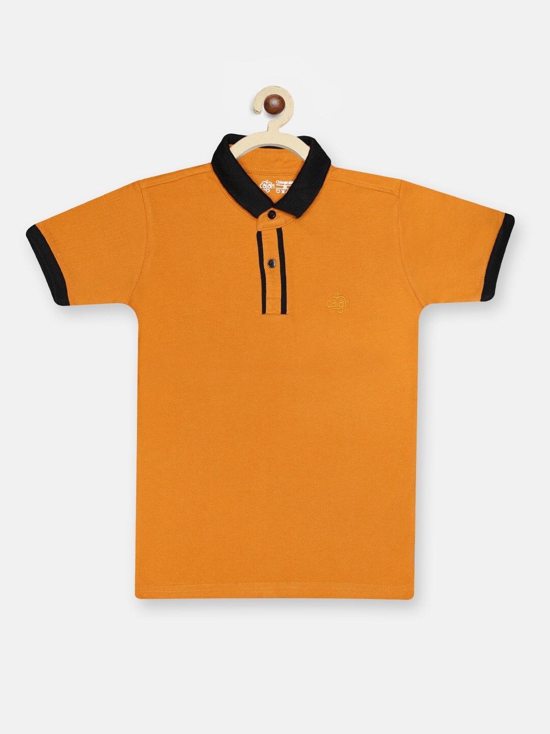 

CHIMPRALA Boys Mustard Yellow Polo Collar T-shirt