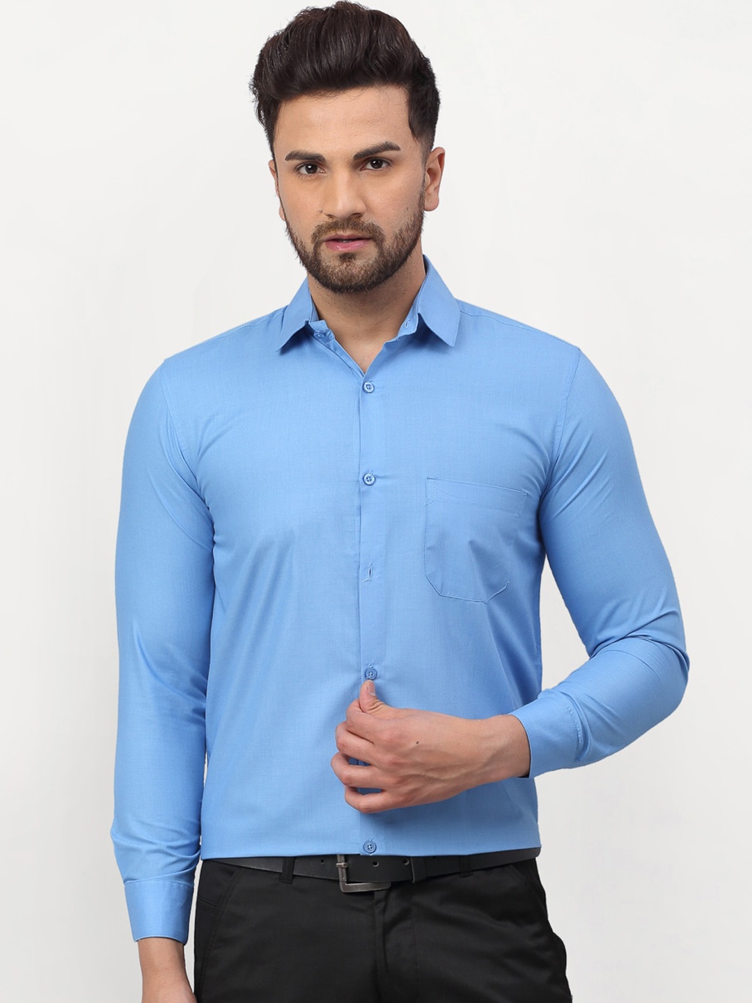 

JAINISH Men Blue Solid Regular Fit Formal Shirt