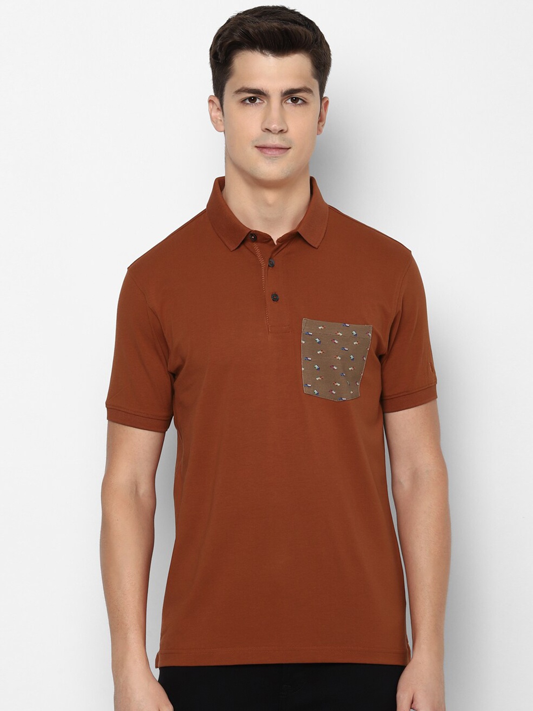 

SIMON CARTER LONDON Men Brown Solid Polo Collar T-shirt Pockets Tshirts