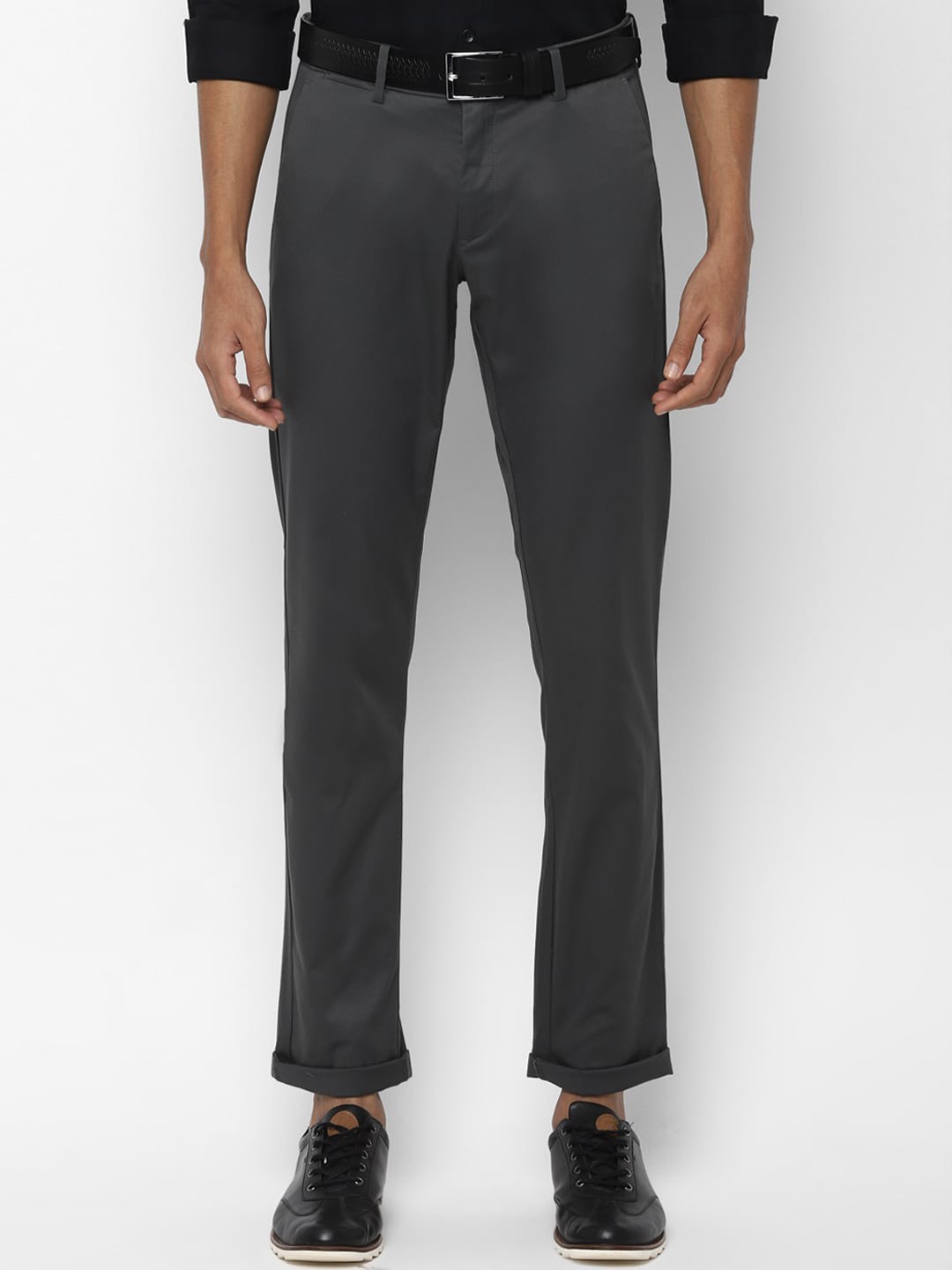 

Allen Solly Men Grey Solid Slim Fit Regular Trousers