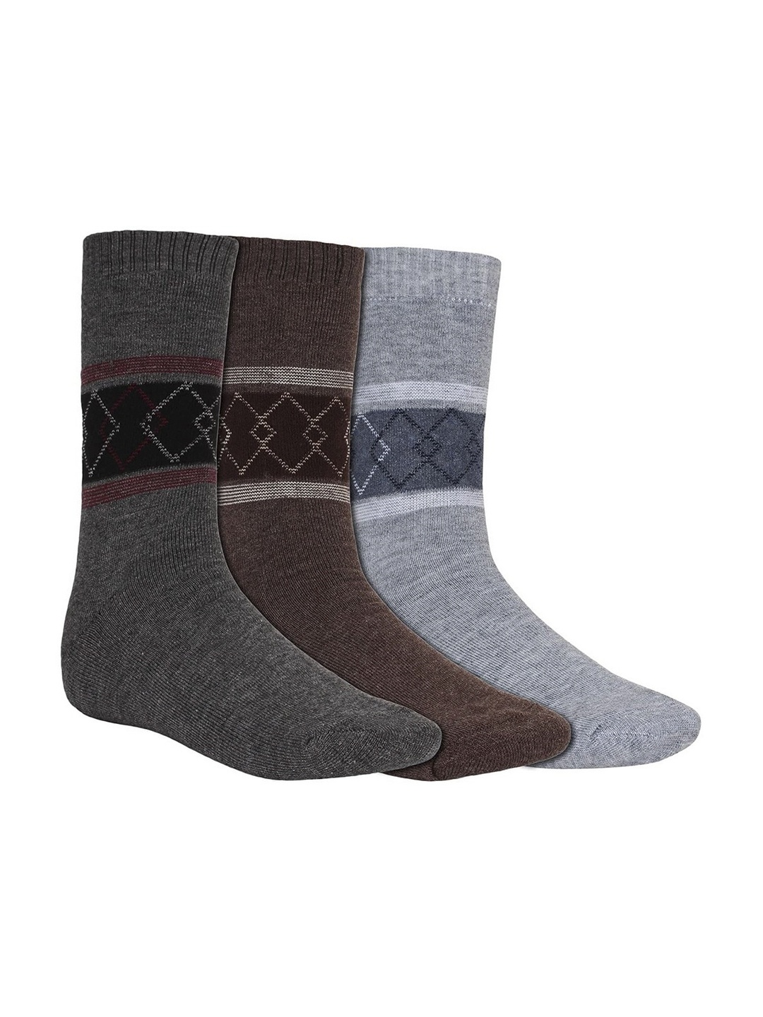 

Creature Men Pack Of 3 Patterned Calf-Length Socks, Grey
