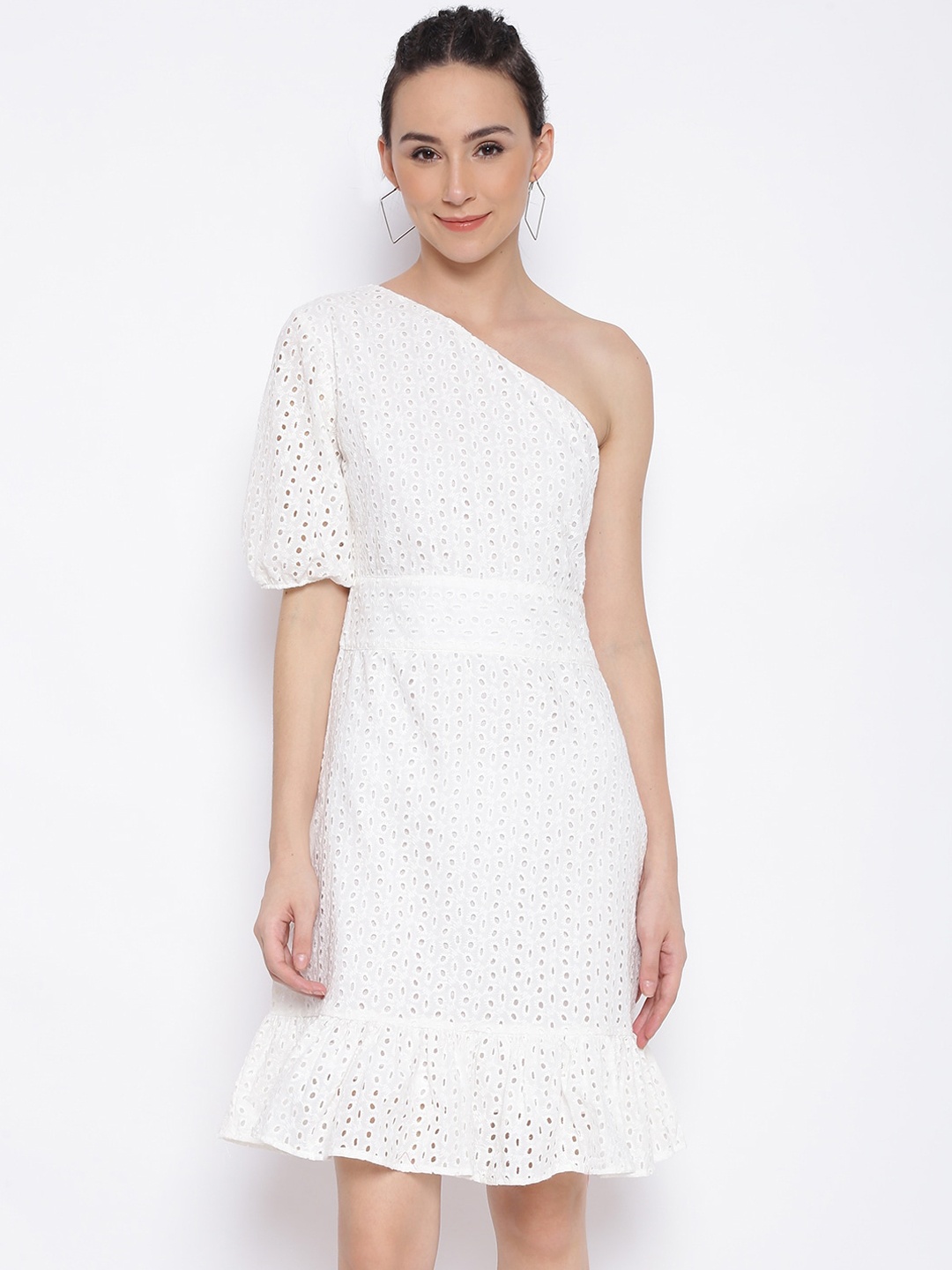 

MARC LOUIS White Floral A-Line Dress
