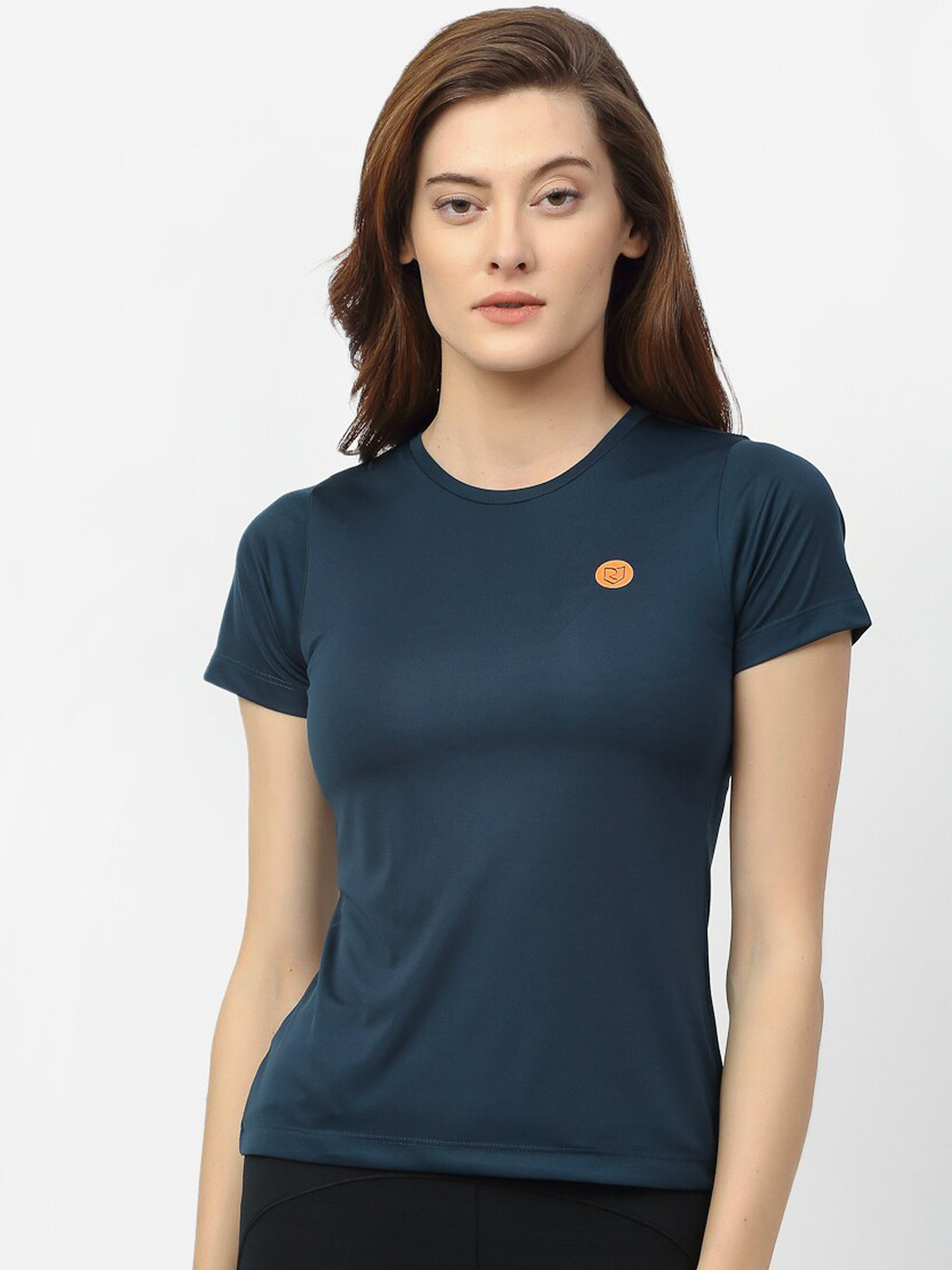 

Rigo Women Navy Blue Slim Fit Active Wear T-shirt