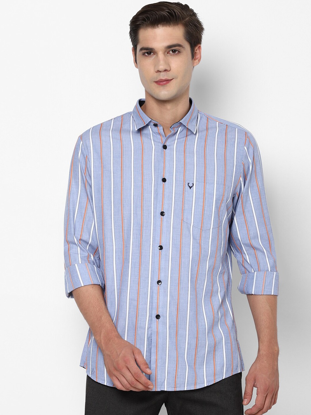 

Allen Solly Men Blue Slim Fit Striped Casual Shirt