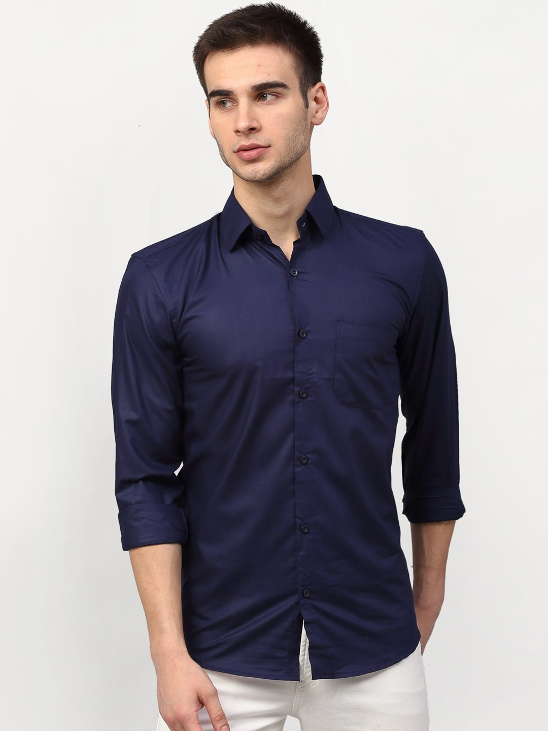 

JAINISH Men Navy Blue Regular Fit Solid Casual Shirt