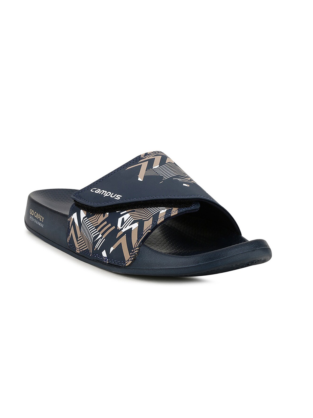 

Campus Men Navy Blue & Beige Printed Sliders