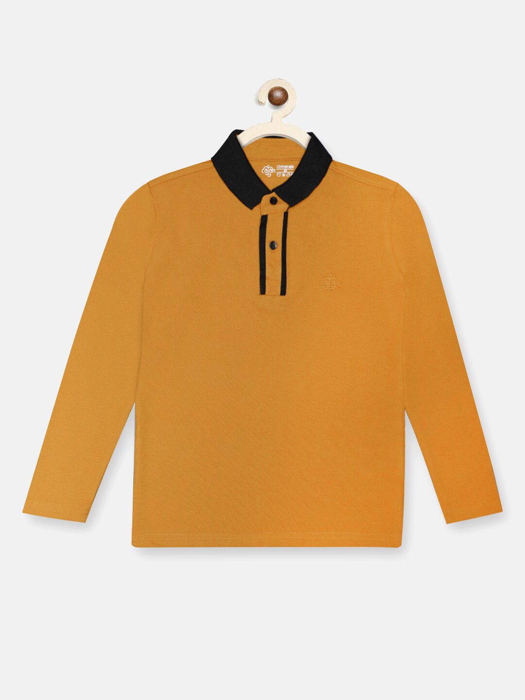 

CHIMPRALA Boys Mustard Yellow Polo Collar T-shirt