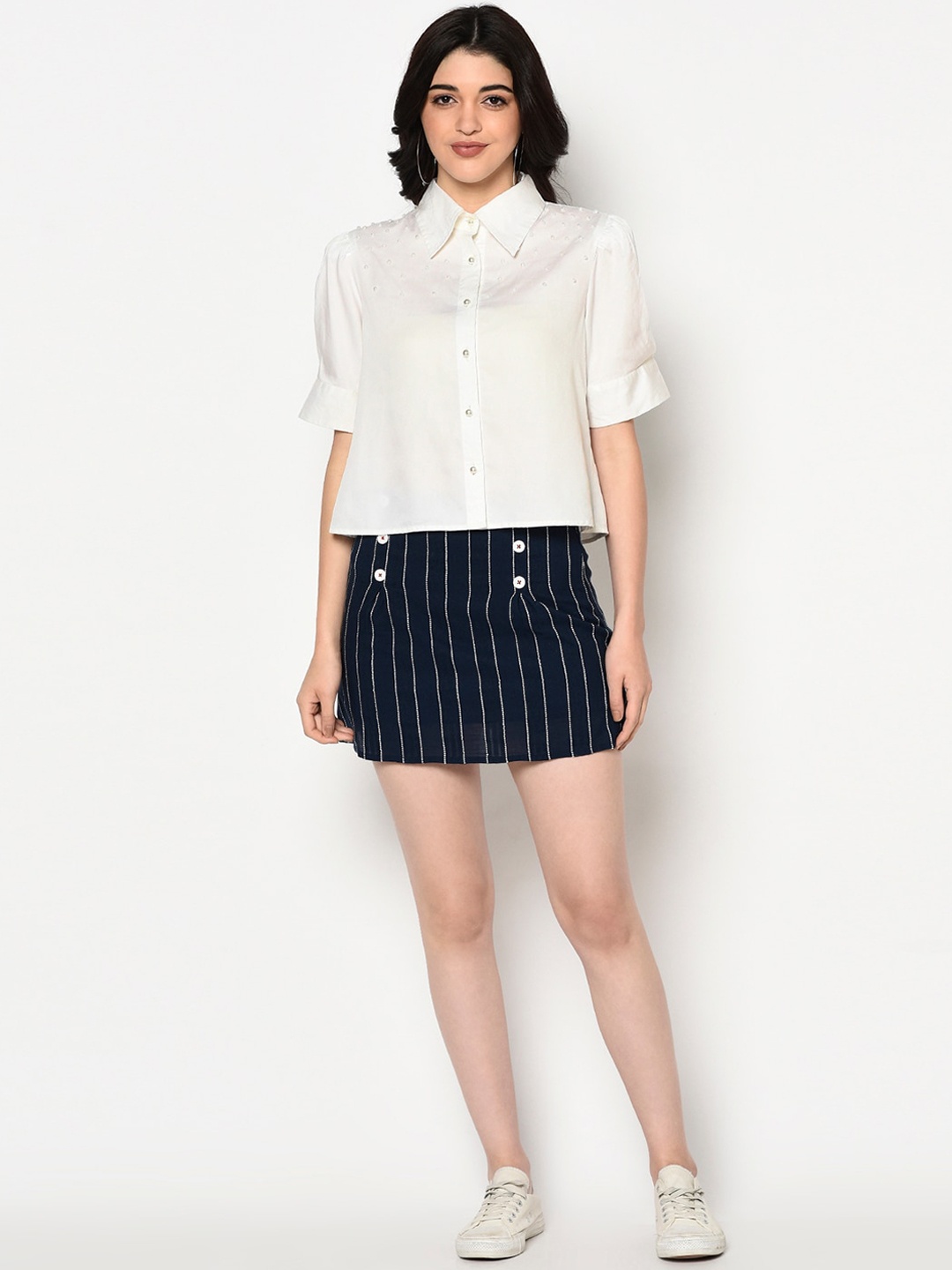

BLANC9 Women White Regular Fit Solid Casual Shirt
