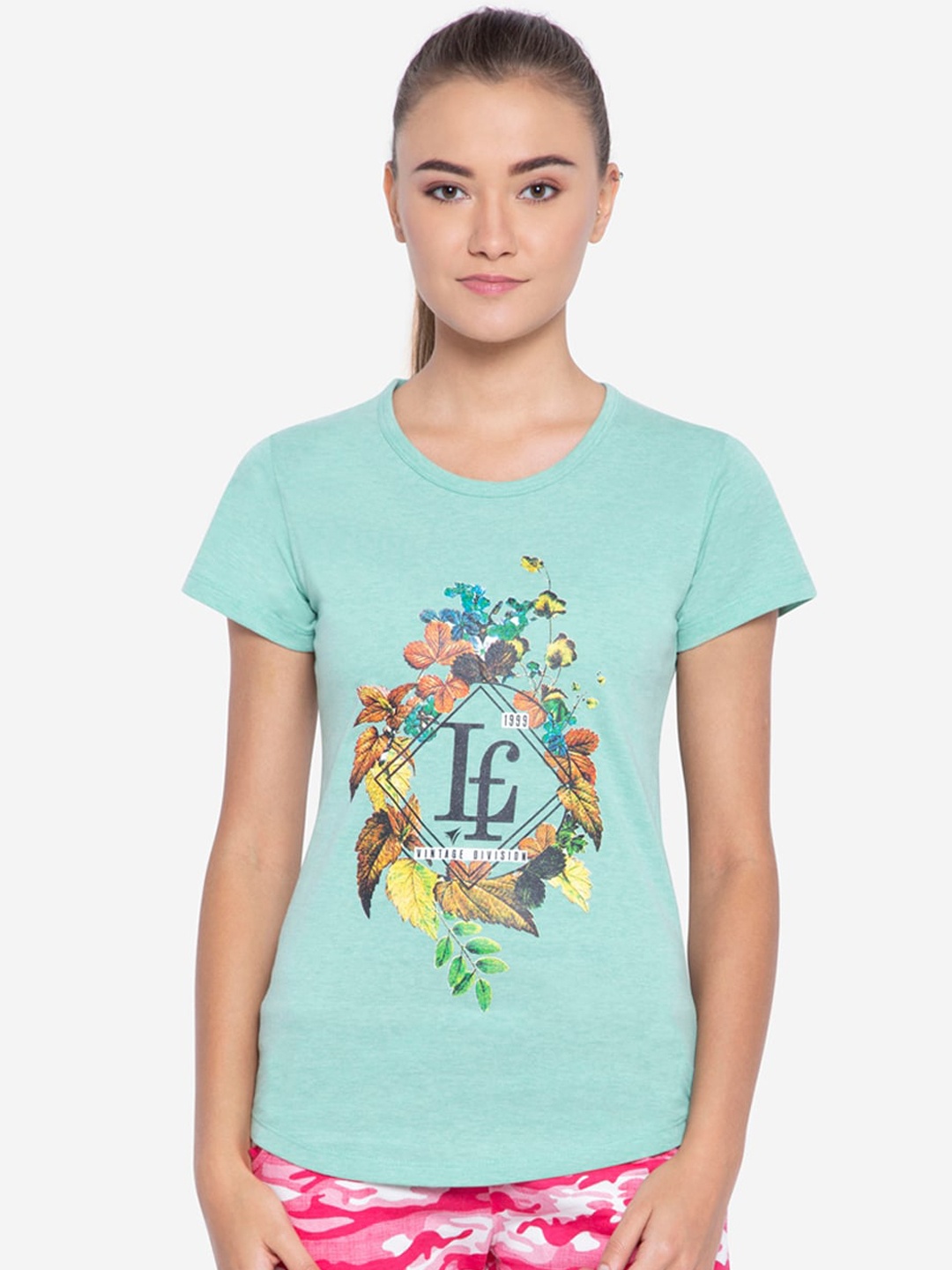 

NEVA Green Regular Printed Top