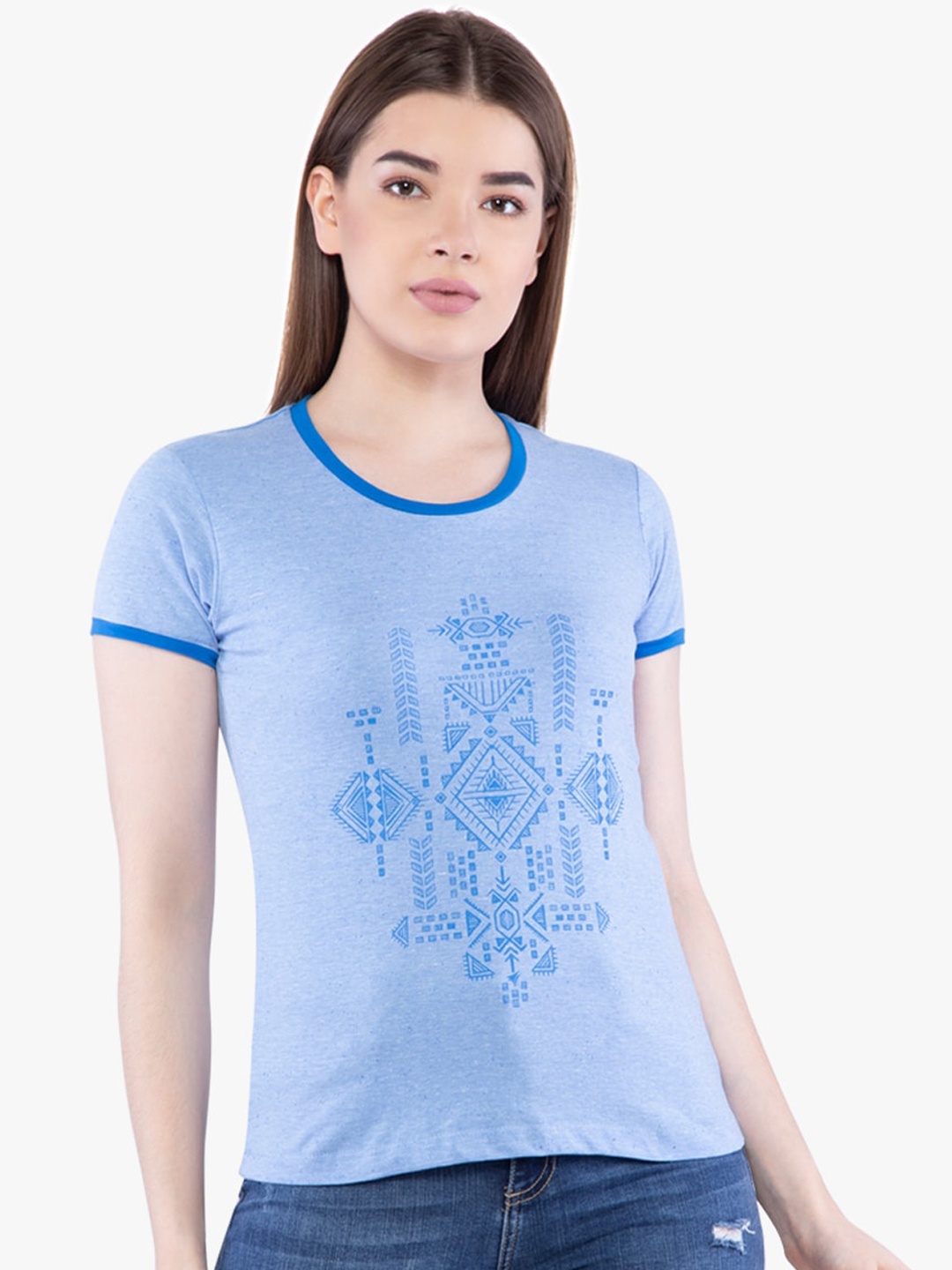 

NEVA Blue Geometric Regular Top