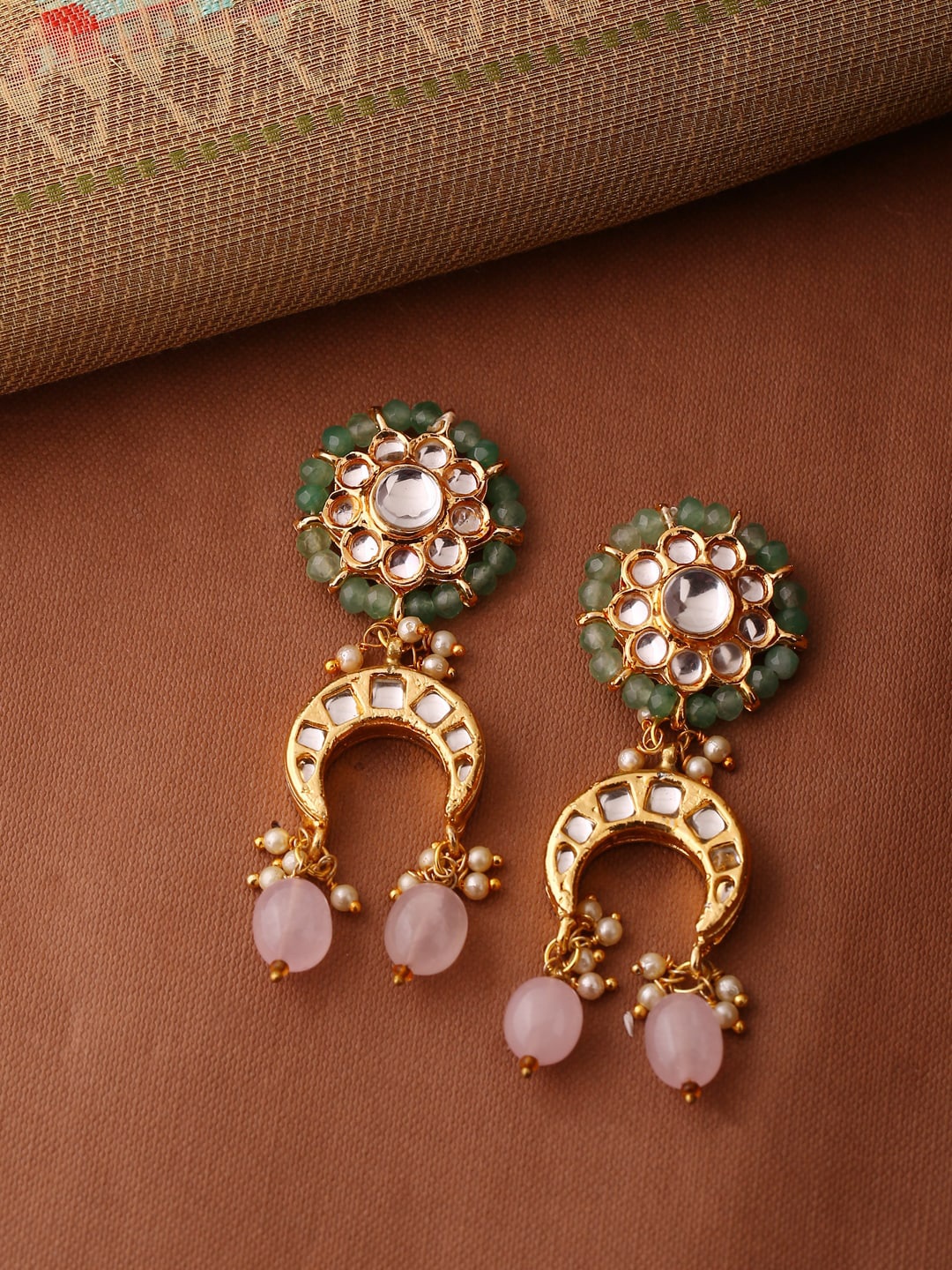 

Shoshaa Gold-Toned Contemporary Drop Earrings