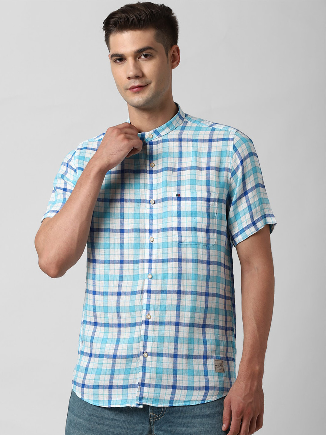 

Peter England Casuals Men Blue Slim Fit Checked Casual Shirt