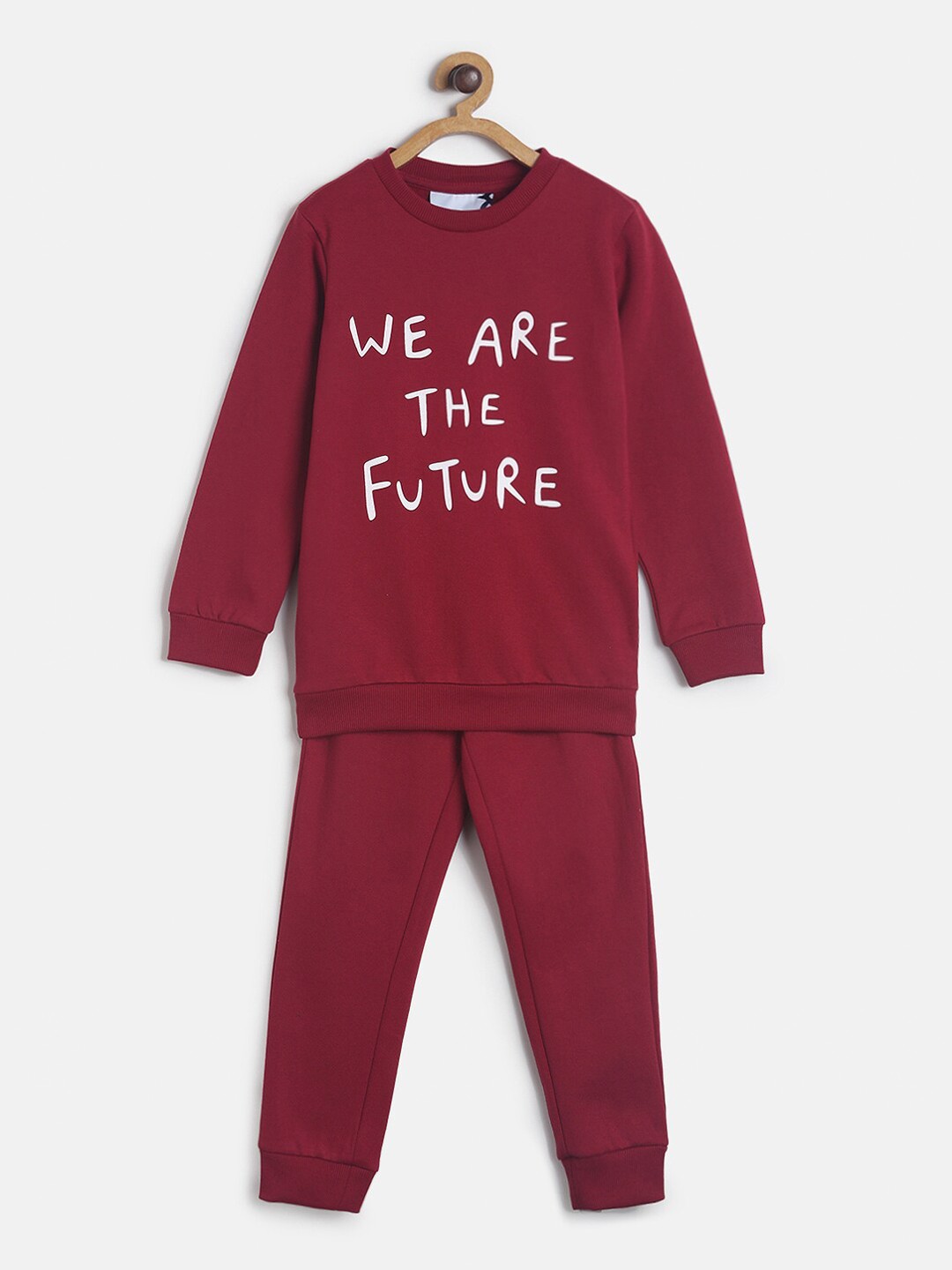 

TALES & STORIES Boys Maroon & White Printed T-shirt with Pyjamas