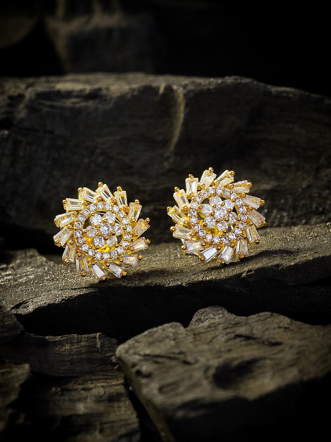 

aadita Gold Contemporary Studs Earrings