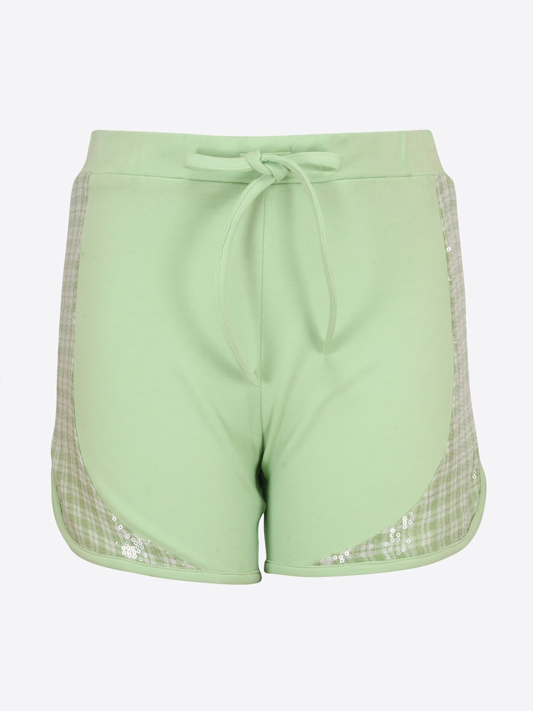 

CUTECUMBER Girls Green Mid-Rise Sports Shorts