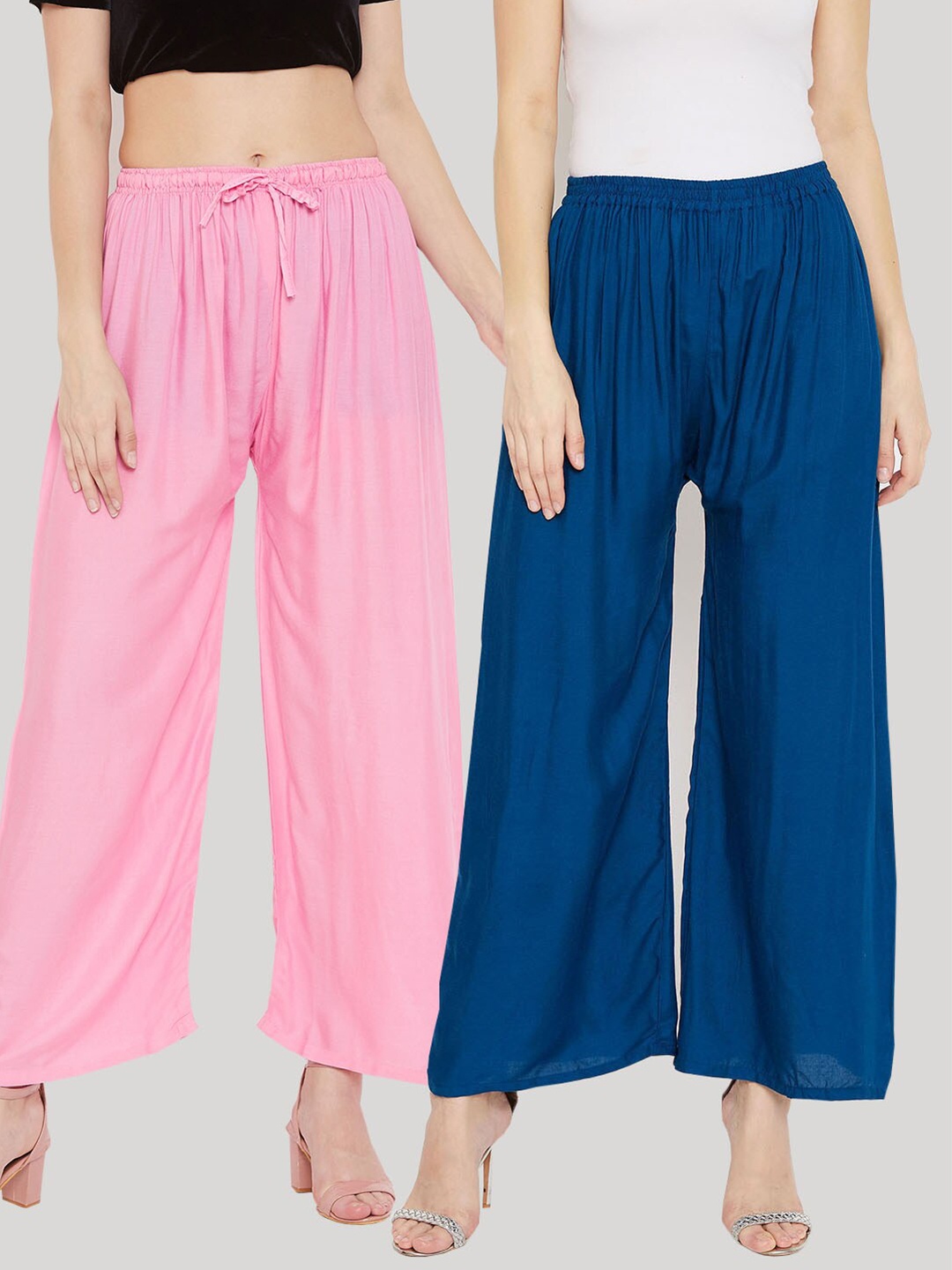 

Clora Creation Women Pink & Blue Set Of 2 Palazzos